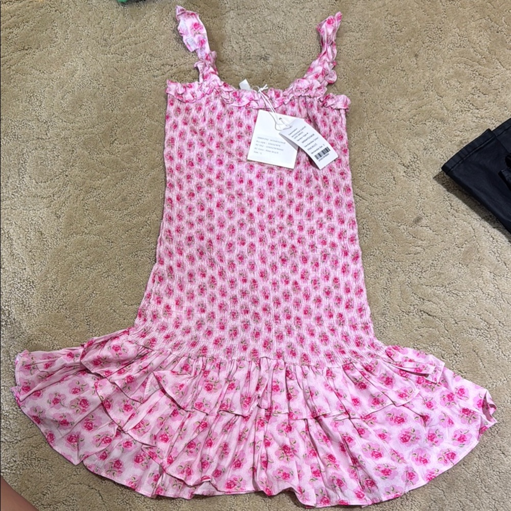Moonsea Pink Floral Smocked Dress